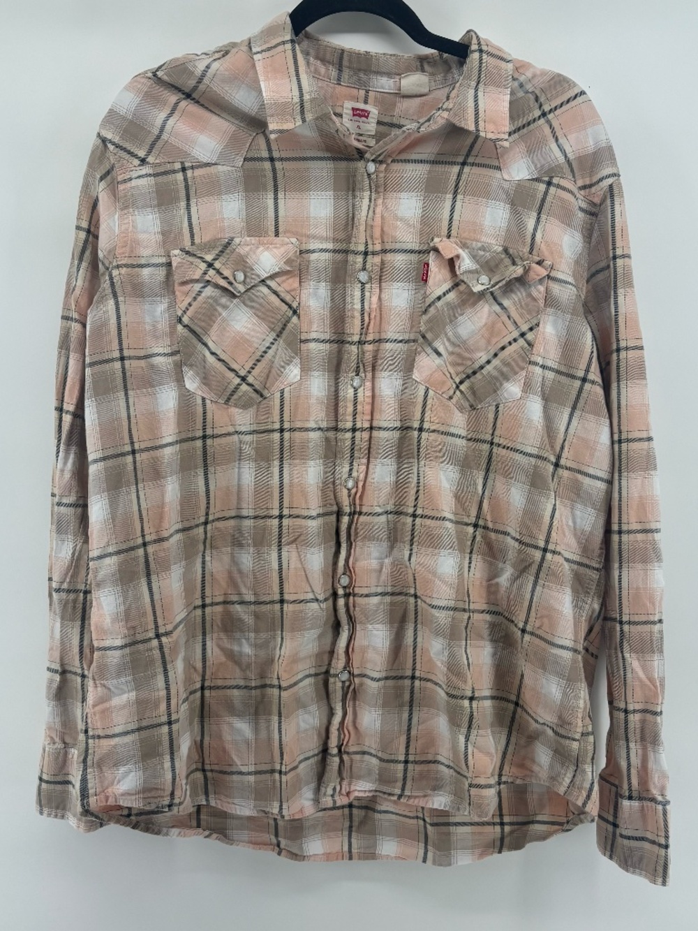 LEVIS standard fit pearl snap long sleeve collared button up gingham print